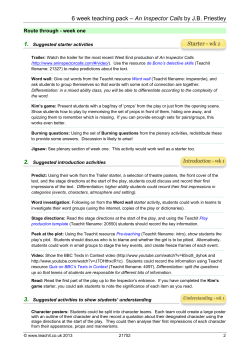 6 week teaching pack &ndash; An Inspector Calls by JB Priestley