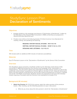 StudySync Lesson Plan Declaration of Sentiments