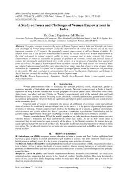 A Study on Issues and Challenges of Women Empowerment