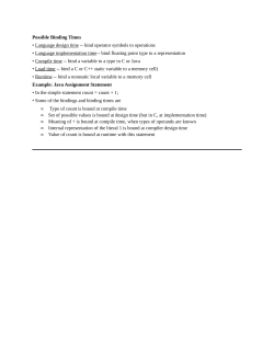 Possible Binding Times • Language design time