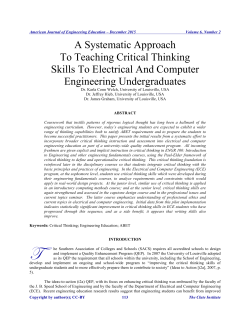 A Systematic Approach To Teaching Critical Thinking Skills To