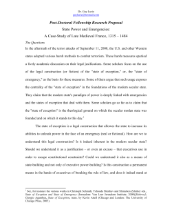State Power and Emergencies:a Case Study of Late Medieval