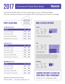 FIRST CLASS MAIL Mail Classes Defined