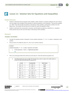Lesson 11: Solution Sets for Equations and Inequalities