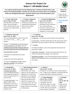 Science Fair Project List Robert T. Hill Middle School