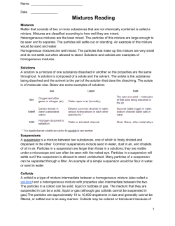 Mixtures Reading