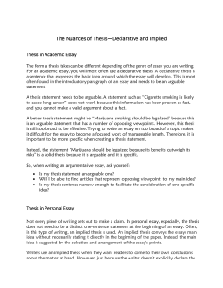 ENG1A The Nuances of Thesis--Declarative and Implied S