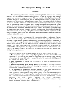 The GED Essay Part II