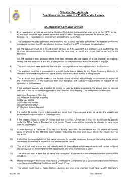 Conditions for Dolphin Boat Licence Conditions for Dolphin Boat