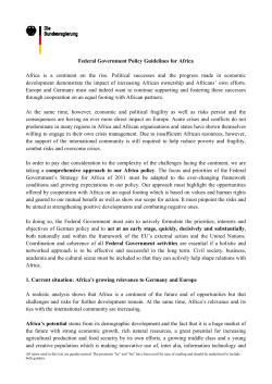 Federal Government Policy Guidelines for Africa Africa is a continent