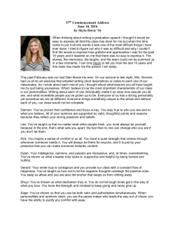 57th Commencement Address June 10, 2016 by Skyla Davis `16