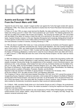 Austria and Europe 1789-1866 From the French Wars until 1848