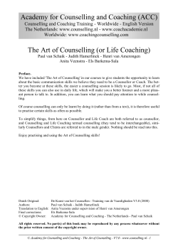 The Art of Counselling (or Life Coaching)