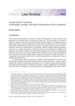 Antonin Scalia`s Textualism in philosophy, theology, and judicial