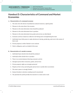Handout D: Characteristics of Command and Market Economies