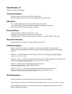 Filip Matějka, CV Current positions Education Past positions