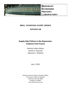 Supply-Side Policies in the Depression: Evidence from France