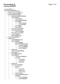 Descendants of Lorenzo RODER