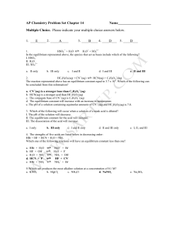 AP Chemistry Problem Set Chapter 14