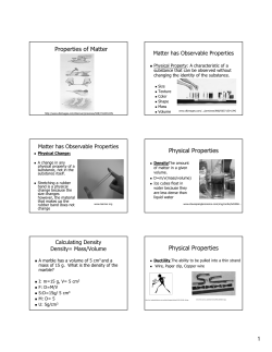 Properties of Matter Physical Properties Physical Properties