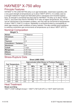 HAYNES&reg; X-750 alloy - Haynes International