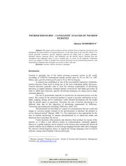 Tourism Discourse - A Linguistic Analysis of Tourism