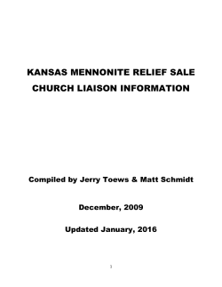 Liaison Handbook - Kansas Mennonite Relief Sale