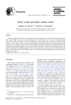 Street youth and labor market strain