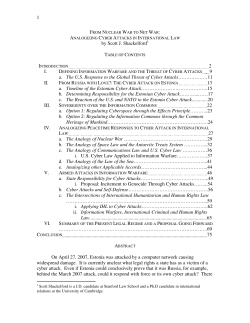 1 by Scott J. Shackelford1 2 I. 9 a. The U.S. Response to the Global