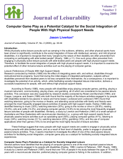 Computer Game Play as a Potential Catalyst for the Social