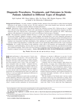 Diagnostic Procedures, Treatments, and Outcomes in Stroke