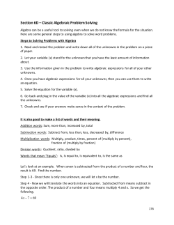 Section 6D &ndash; Classic Algebraic Problem Solving