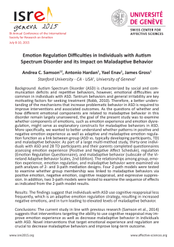 Emotion Regulation Difficulties in Individuals with Autism Spectrum