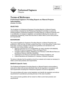 Professional Engineers Providing Reports on Mineral Projects