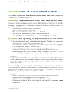 addendum i: elements of a strategic communications plan