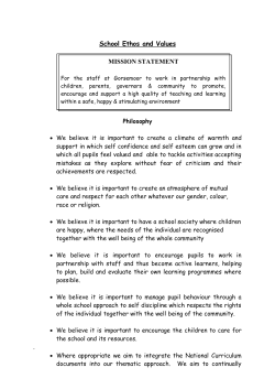 School Ethos and Values MISSION STATEMENT