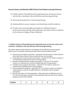 Exercise Science and Nutrition (MS) Clinical Track Student Learning