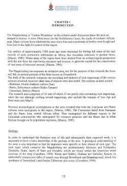 CHAPTER! INTRODUCTION The Magaliesberg or `Cashan