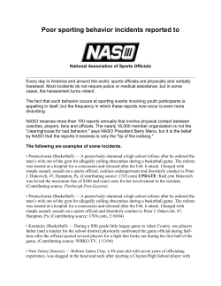 Poor sporting behavior incidents reported to