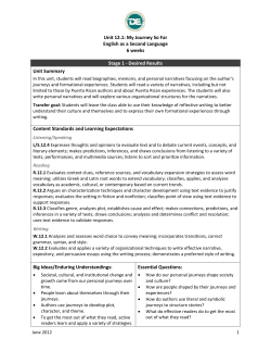 Unit 12.1: My Journey So Far English as a Second