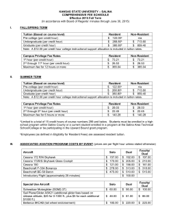 SALINA COMPREHENSIVE FEE SCHEDULE Effective 2015 Fall Term