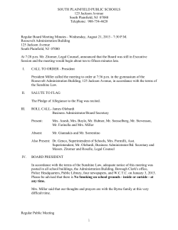 boe minutes 8 21 - South Plainfield Public Schools