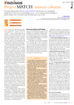 Project MATCH - Drug and Alcohol Findings