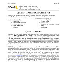 CNSA ORIENTATION ORDER FORM Spring 2016