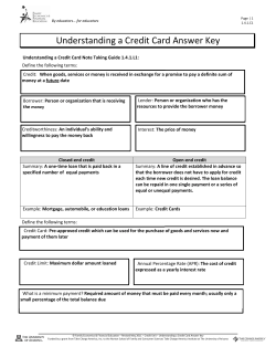 Understanding a Credit Card Answer Key