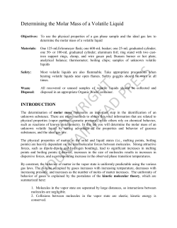 Determining the Molar Mass of a Volatile Liquid