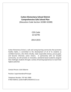 Cutten District Comprehensive Safe School Plan