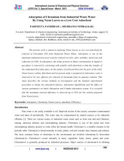 Adsorption of Chromium from Industrial Waste Water By Using