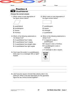Quadrilaterals - Scarsdale Public Schools