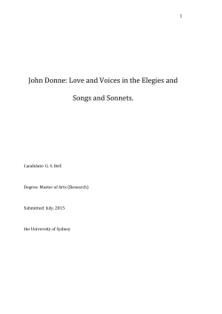 John Donne: Love and Voices in the Elegies and Songs and Sonnets.